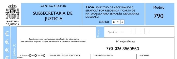 Modelo 790 para tramitar la ciudadanía española